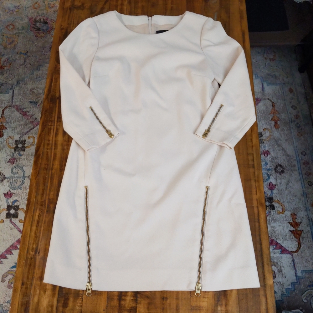 J. Crew Double Zip Ivory Cream Shift Dress 2